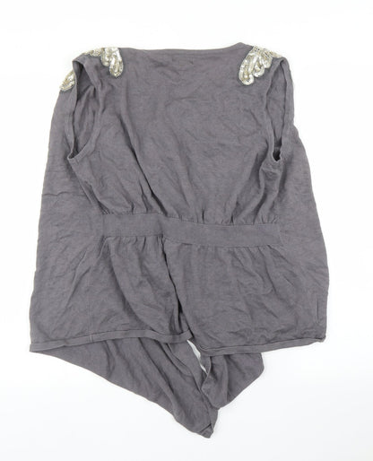 Womens UK Size 14 Papaya Grey Cardigan Jumper