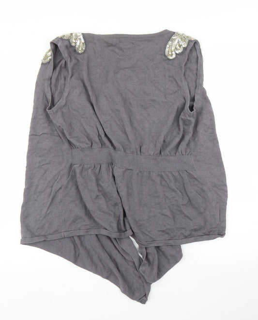Womens UK Size 14 Papaya Grey Cardigan Jumper
