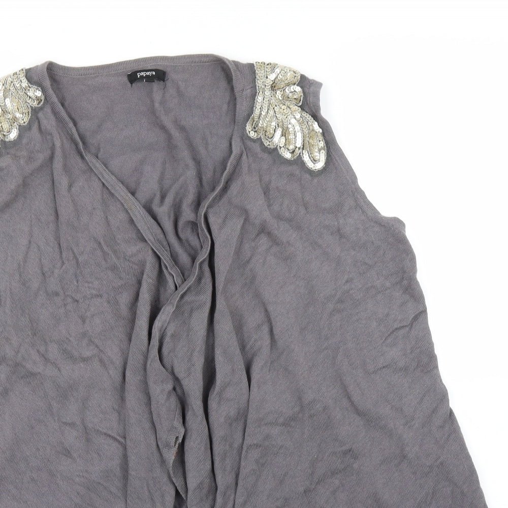 Womens UK Size 14 Papaya Grey Cardigan Jumper