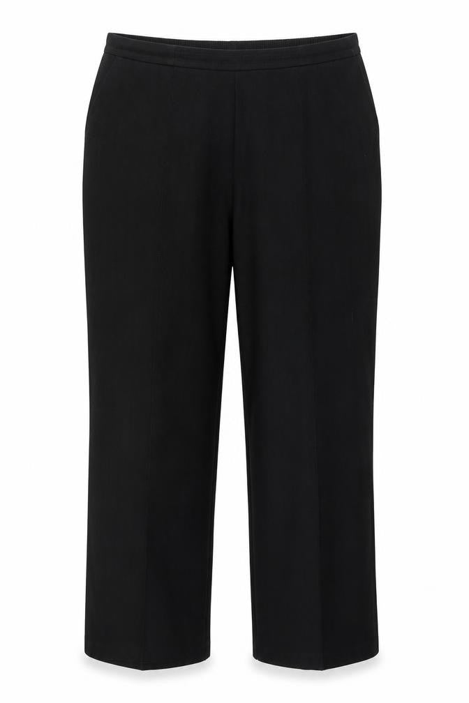 Front view of Marks & Spencer women’s black trousers, size UK 14, 24-inch leg