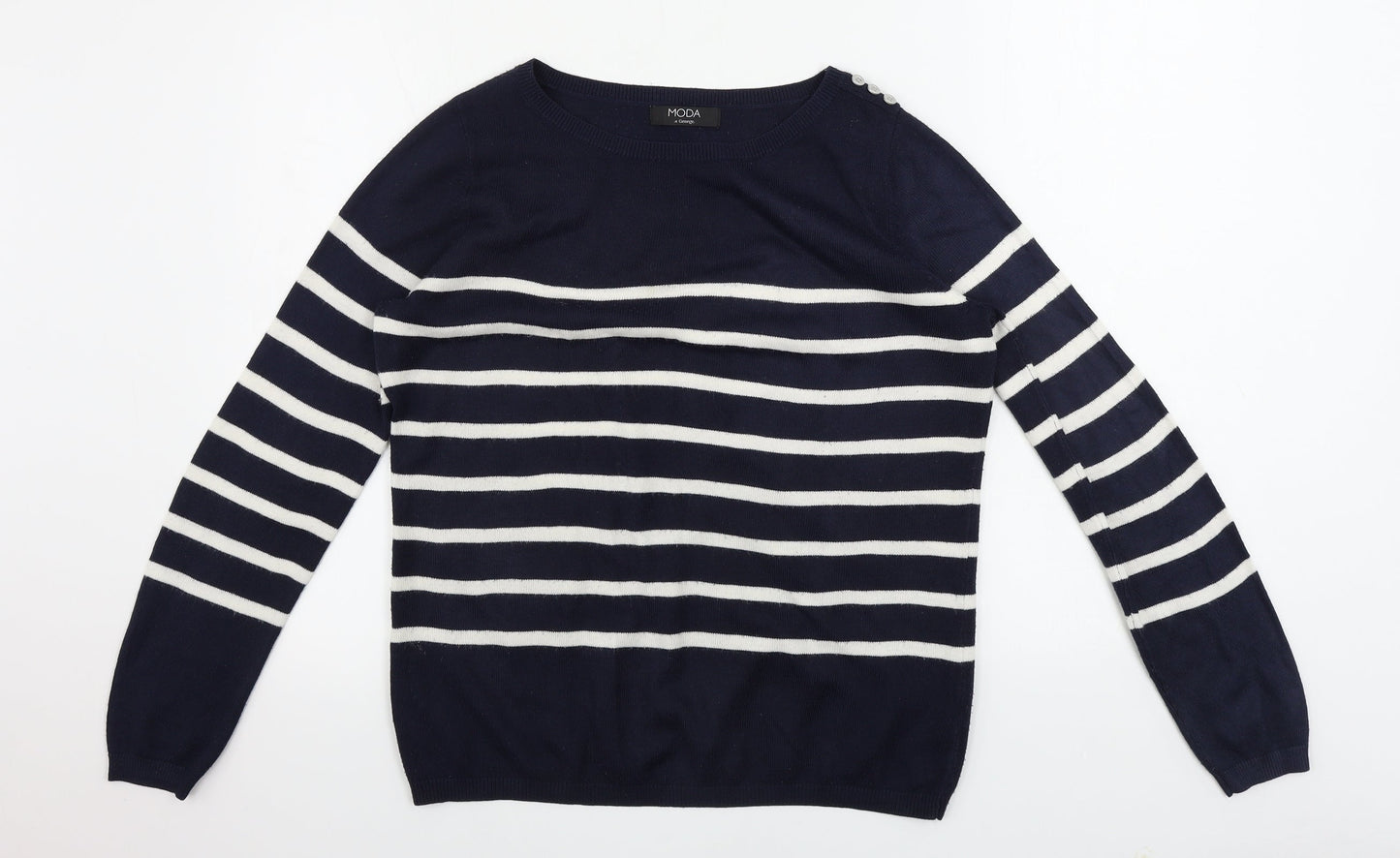 George  Womens Blue Striped  Pullover Jumper Size 10