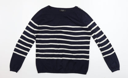 George  Womens Blue Striped  Pullover Jumper Size 10