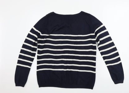 George  Womens Blue Striped  Pullover Jumper Size 10