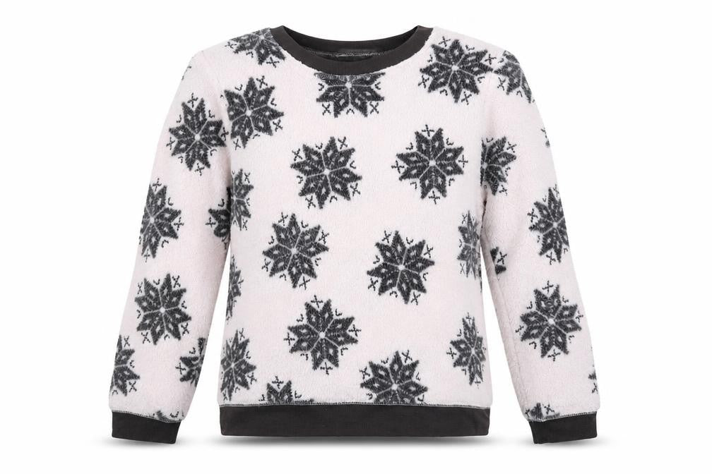 Front view of Love To Lounge women’s white floral jumper, size M