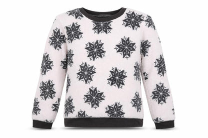 Front view of Love To Lounge women’s white floral jumper, size M