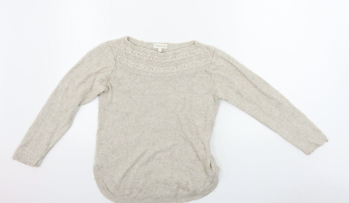 Womens UK Size S Monsoon Beige Pullover Jumper