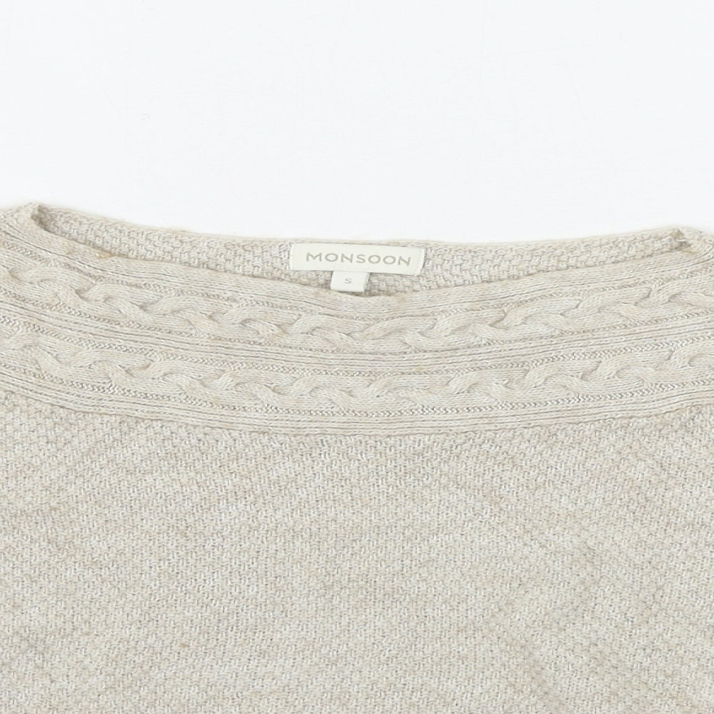 Womens UK Size S Monsoon Beige Pullover Jumper