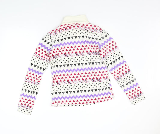 Winter Adventures Womens White Geometric  Pullover Jumper Size S