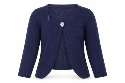 Front view of Reflections women’s blue cardigan jumper, size XL