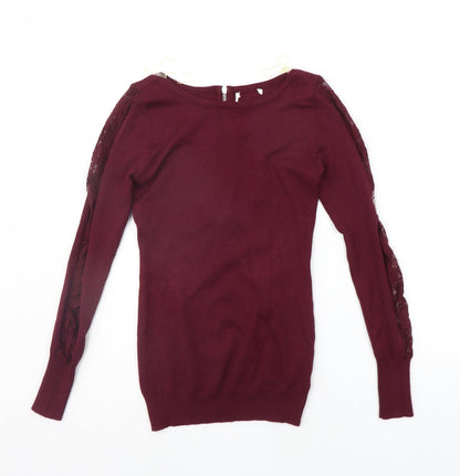 Womens UK Size 8 Apricot Purple Pullover Jumper
