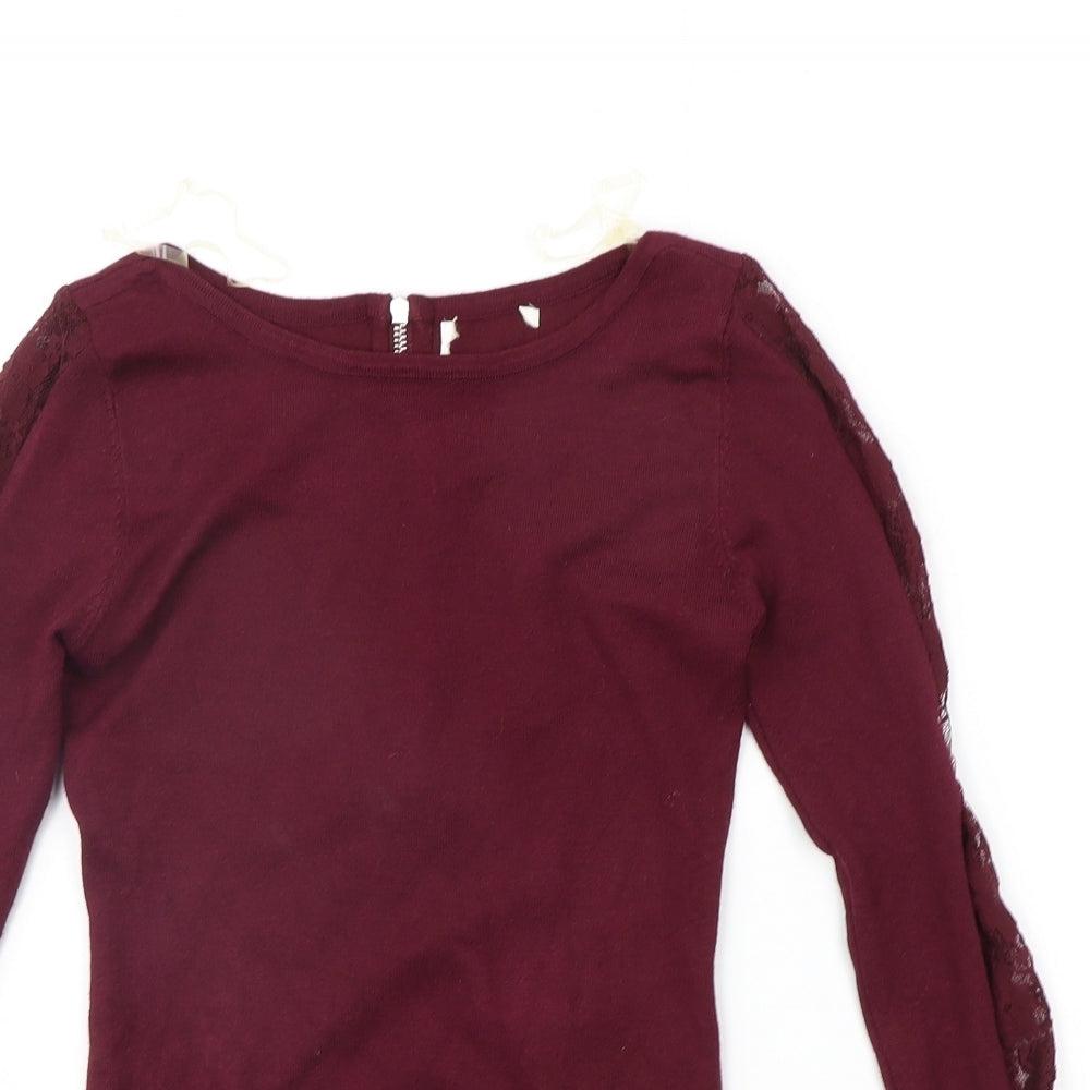 Womens UK Size 8 Apricot Purple Pullover Jumper