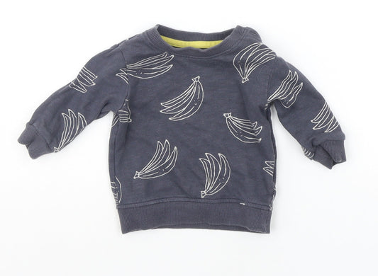 Marks and Spencer Baby Grey Geometric  Pullover Jumper Size 0-3 Months  - BANNANAS
