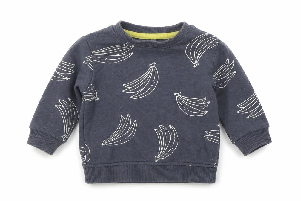 Front view of Marks & Spencer Baby Grey Geometric jumper, size 0-3, Months - BANNANAS