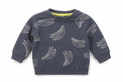 Front view of Marks & Spencer Baby Grey Geometric jumper, size 0-3, Months - BANNANAS