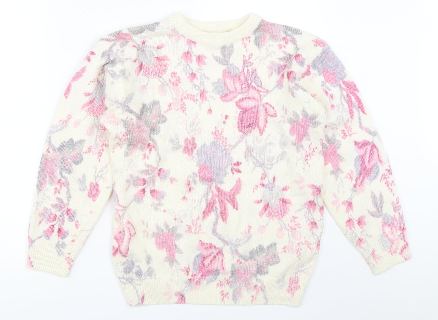 HONEY Womens Ivory Floral  Pullover Jumper One Size