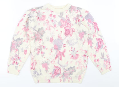 HONEY Womens Ivory Floral  Pullover Jumper One Size