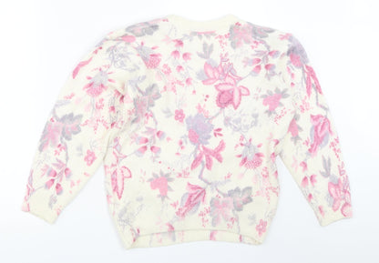 HONEY Womens Ivory Floral  Pullover Jumper One Size