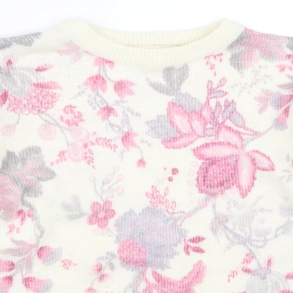 HONEY Womens Ivory Floral  Pullover Jumper One Size