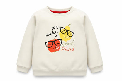 Front view of Picapino girls’ beige pullover sweatshirt, size 8, years