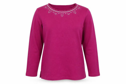 Front view of Preworn women’s purple jumper, size M