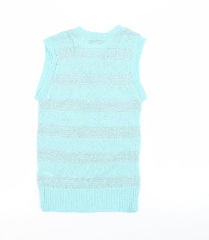 Black Pepper Womens Blue Striped  Vest Jumper Size XL