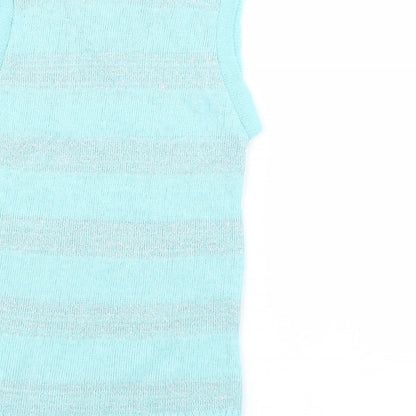 Black Pepper Womens Blue Striped  Vest Jumper Size XL