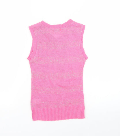 Black Pepper Womens Pink Striped  Vest Jumper Size XL