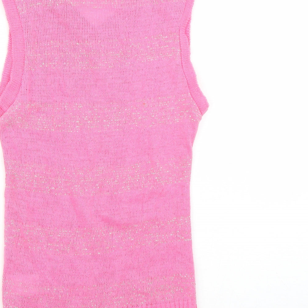 Black Pepper Womens Pink Striped  Vest Jumper Size XL