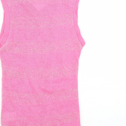 Black Pepper Womens Pink Striped  Vest Jumper Size XL