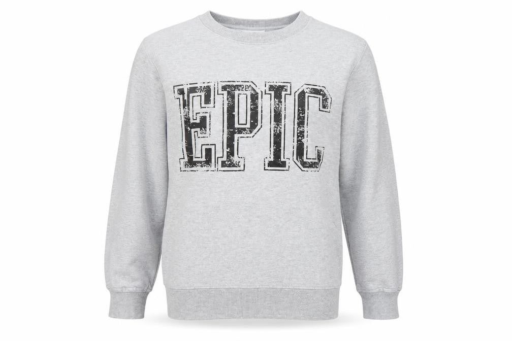 Front view of urban 65 girls’ grey pullover sweatshirt, size 11-12, years