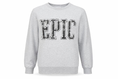 Front view of urban 65 girls’ grey pullover sweatshirt, size 11-12, years