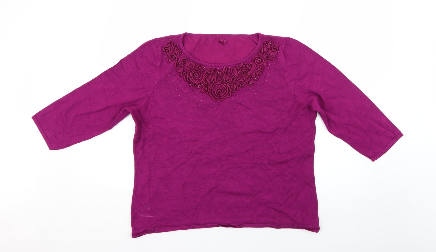 Womens UK Size L Preworn Purple Pullover Jumper