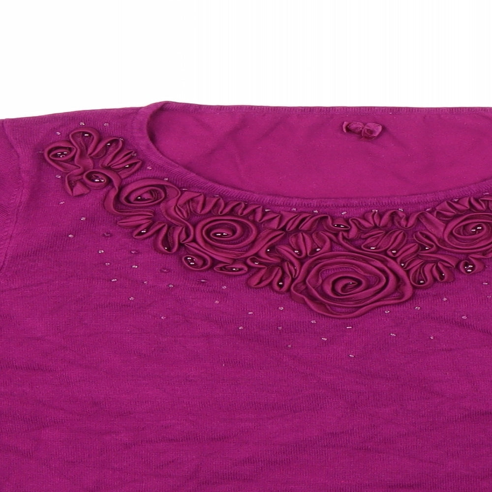 Womens UK Size L Preworn Purple Pullover Jumper