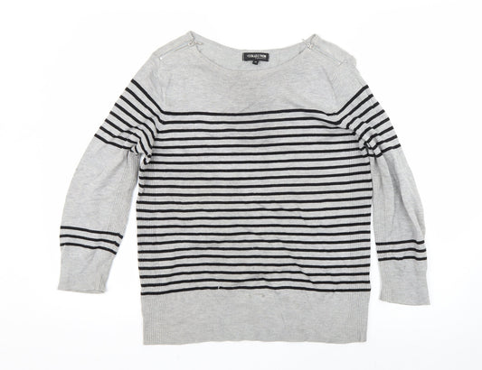 Debenhams Womens Grey Striped  Pullover Jumper Size 12