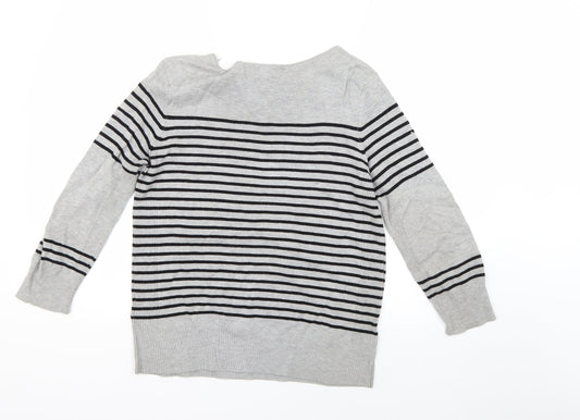Debenhams Womens Grey Striped  Pullover Jumper Size 12