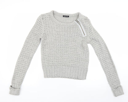 Womens UK Size S Brave Soul Grey Pullover Jumper