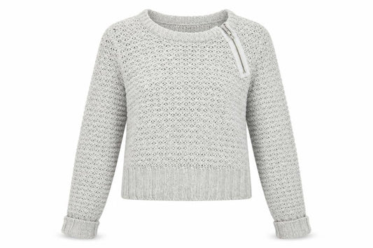 Front view of Brave Soul women’s grey jumper, size S