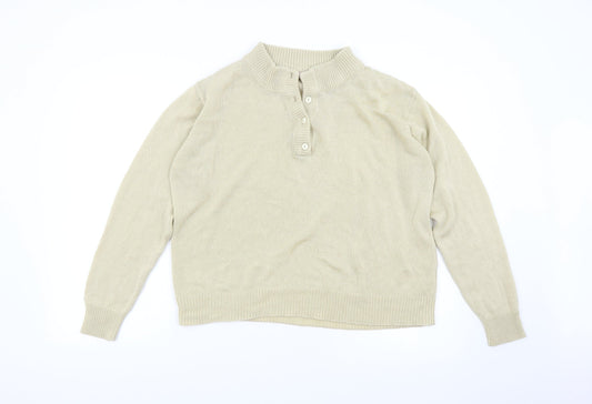 Damart Womens Beige  Knit Henley Jumper Size M