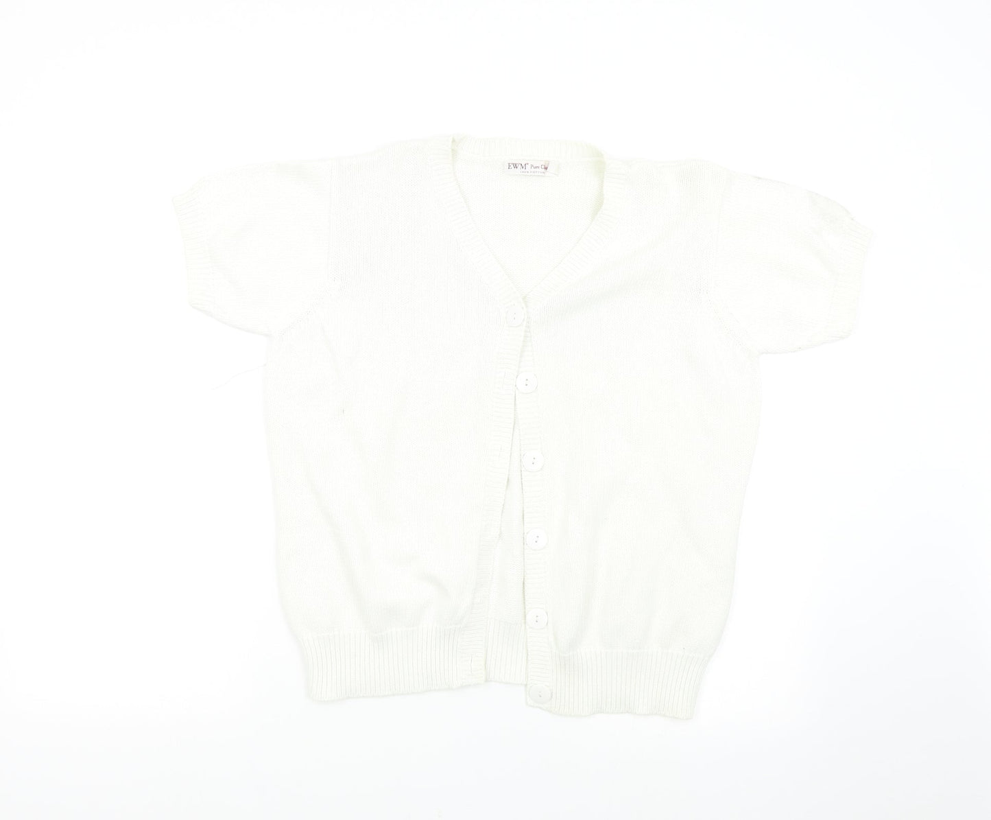 EWM Womens White  Knit Cardigan Jumper Size L