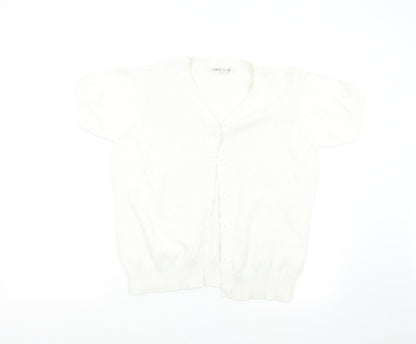 EWM Womens White  Knit Cardigan Jumper Size L