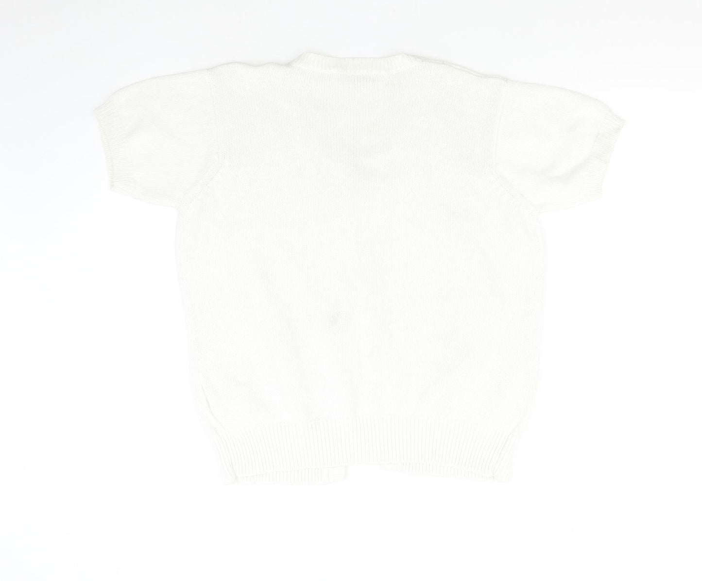 EWM Womens White  Knit Cardigan Jumper Size L