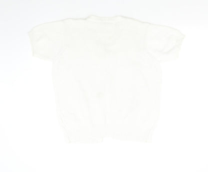 EWM Womens White  Knit Cardigan Jumper Size L