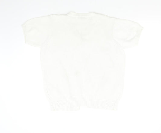 EWM Womens White  Knit Cardigan Jumper Size L