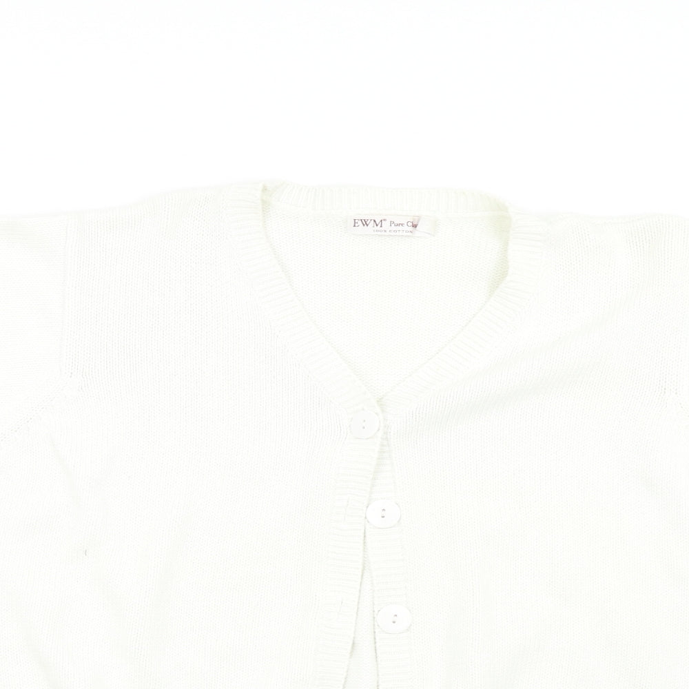 EWM Womens White  Knit Cardigan Jumper Size L