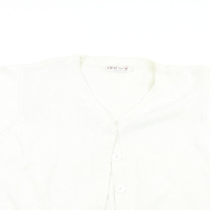 EWM Womens White  Knit Cardigan Jumper Size L