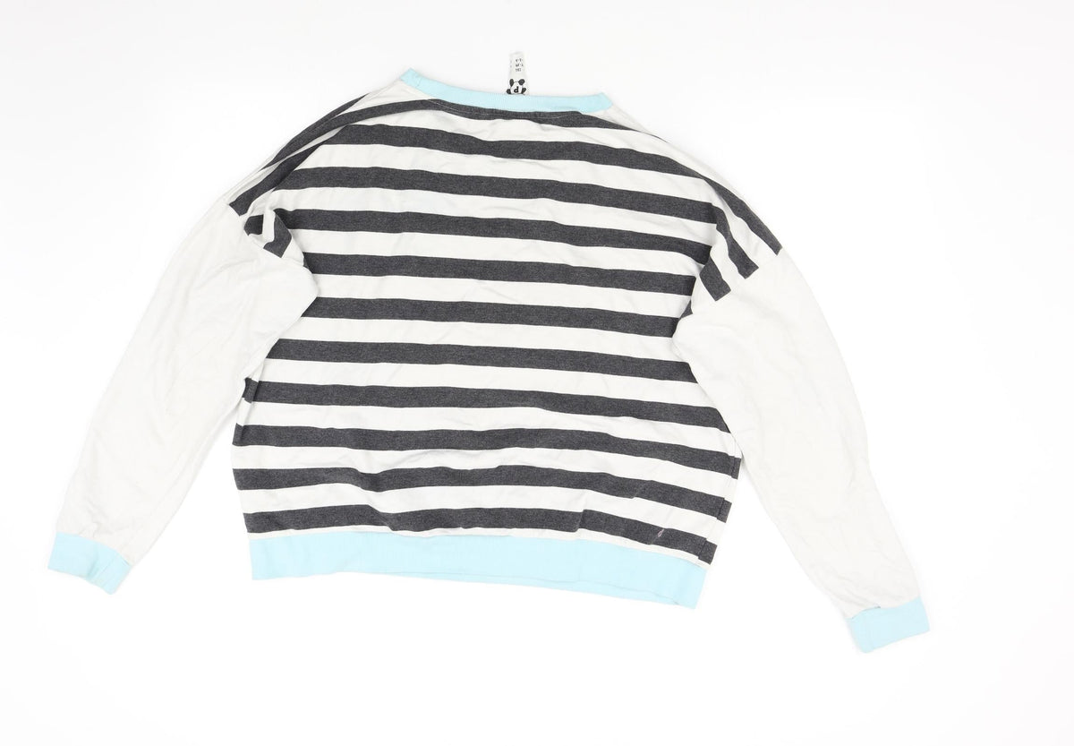 Back view of Pete Panda women’s multicoloured striped top pyjama top, size UK 14