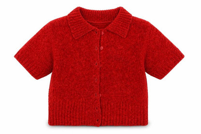 Front view of C&A girls’ red knit cardigan jumper, size 14, years