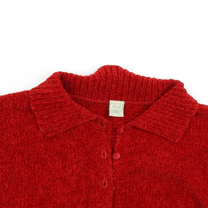 C&A Girls Red  Knit Cardigan Jumper Size 14 Years