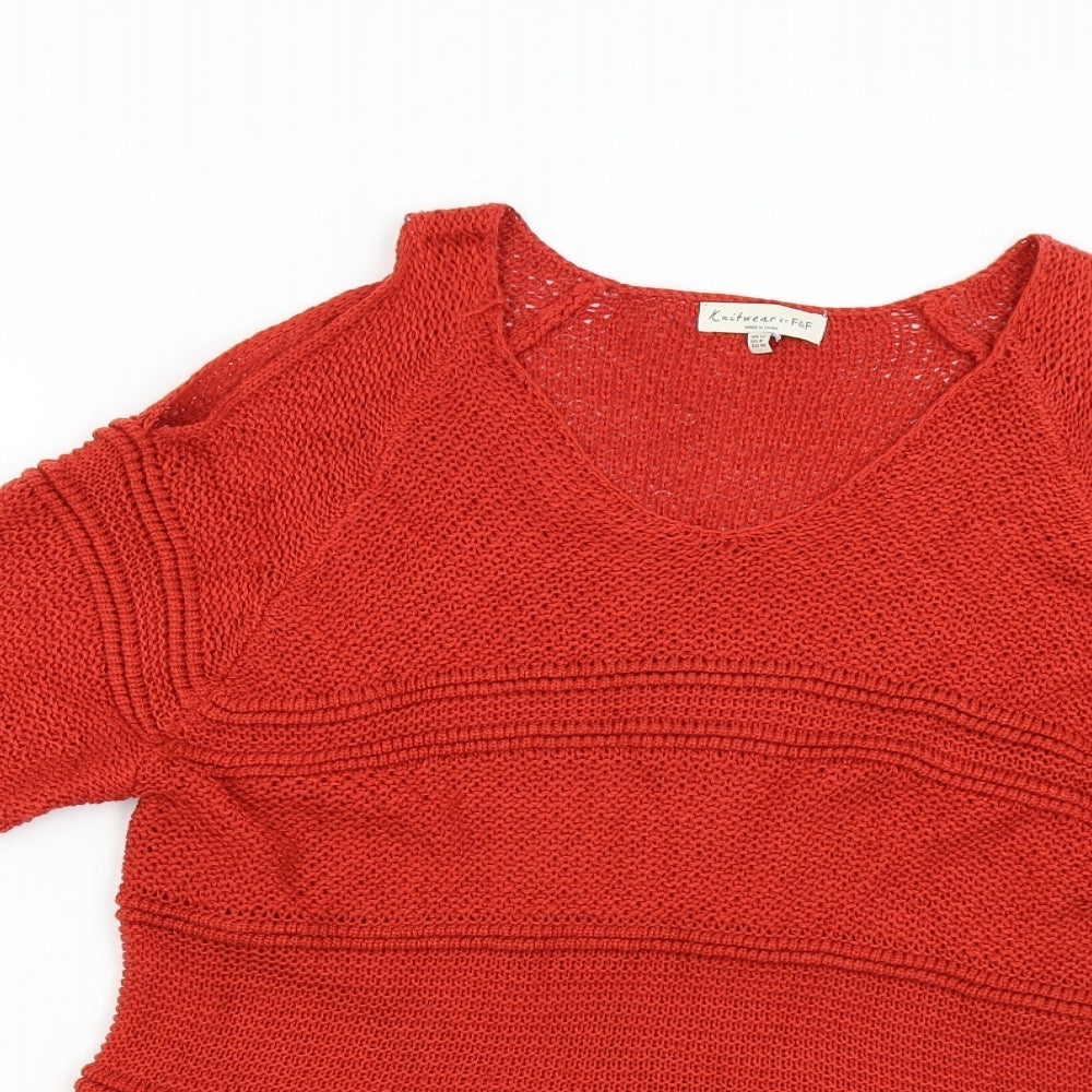 F&F Womens Orange  Knit Pullover Jumper Size 12
