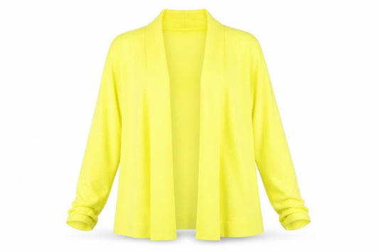 Front view of 89th + Madison women’s yellow knit cardigan jumper, size L